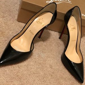 Louboutin Black Patent Leather 100mm Heels 38.5